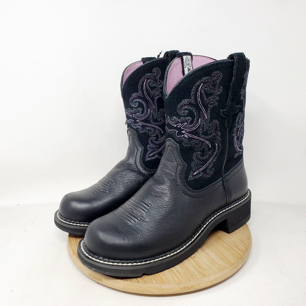 Ariat Fatbaby Boots Womens 7.5 Black Purple Cowboy Western Shoes - Picture 7 of 14